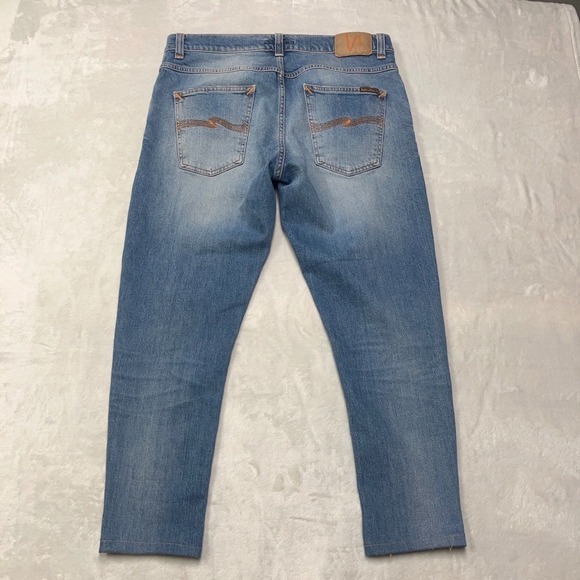 Nudie Jeans Co Men Fits 33x27 Lean Dean Blue Jeans Classic Anthem Made in Italy - Picture 3 of 11